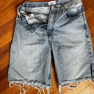 Frame Women’s longline Light Blue Distressed Jean Shorts - 27